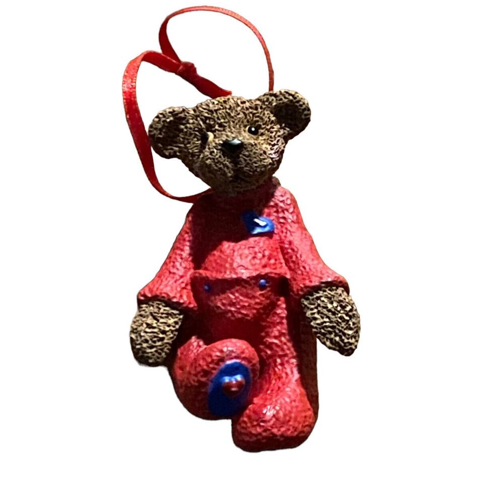 Kurt Adler Holly Bearies Teddy Bear Christmas Ornament Red In Original Box